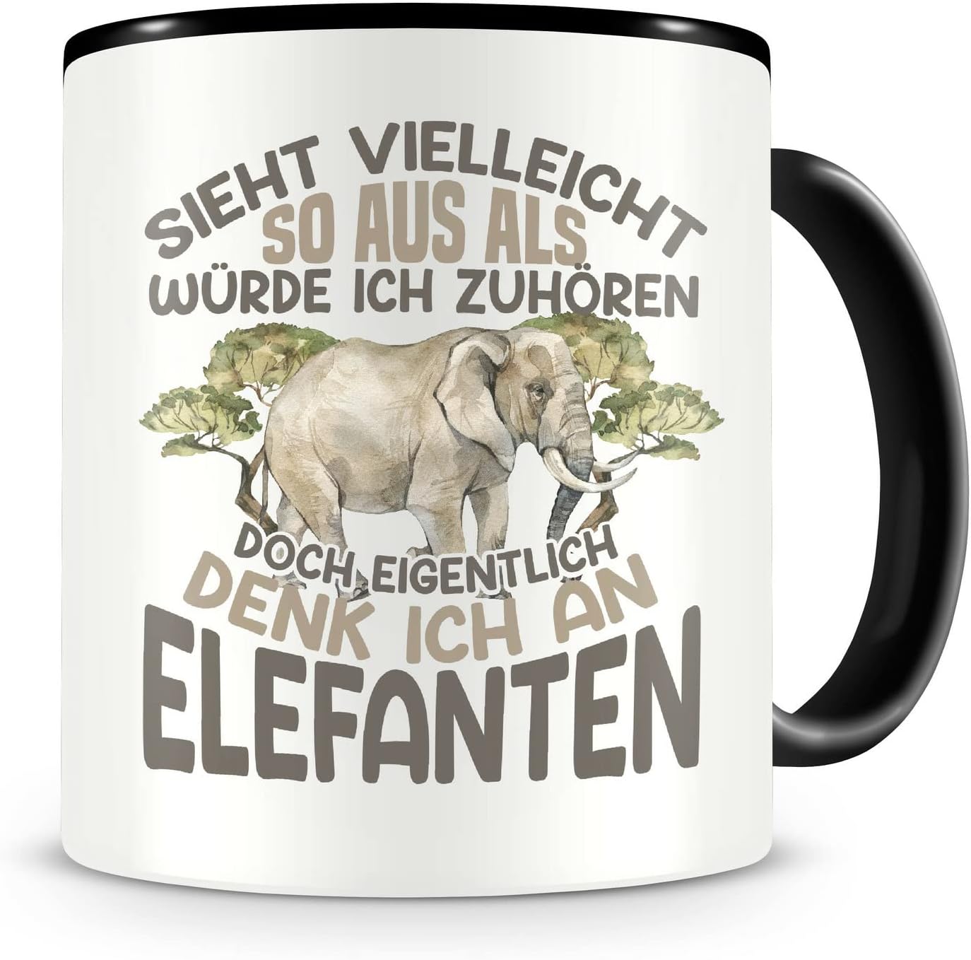 Amazon.de: Samunshi® Elefanten Tasse mit Spruch Sieht vielleicht so aus ...